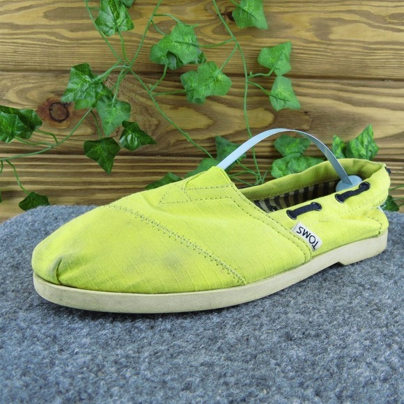 TOMS Women Boat Shoe Yellow Fabric Drawstring Size‎ 7.5 Medium - Picture 1 of 10